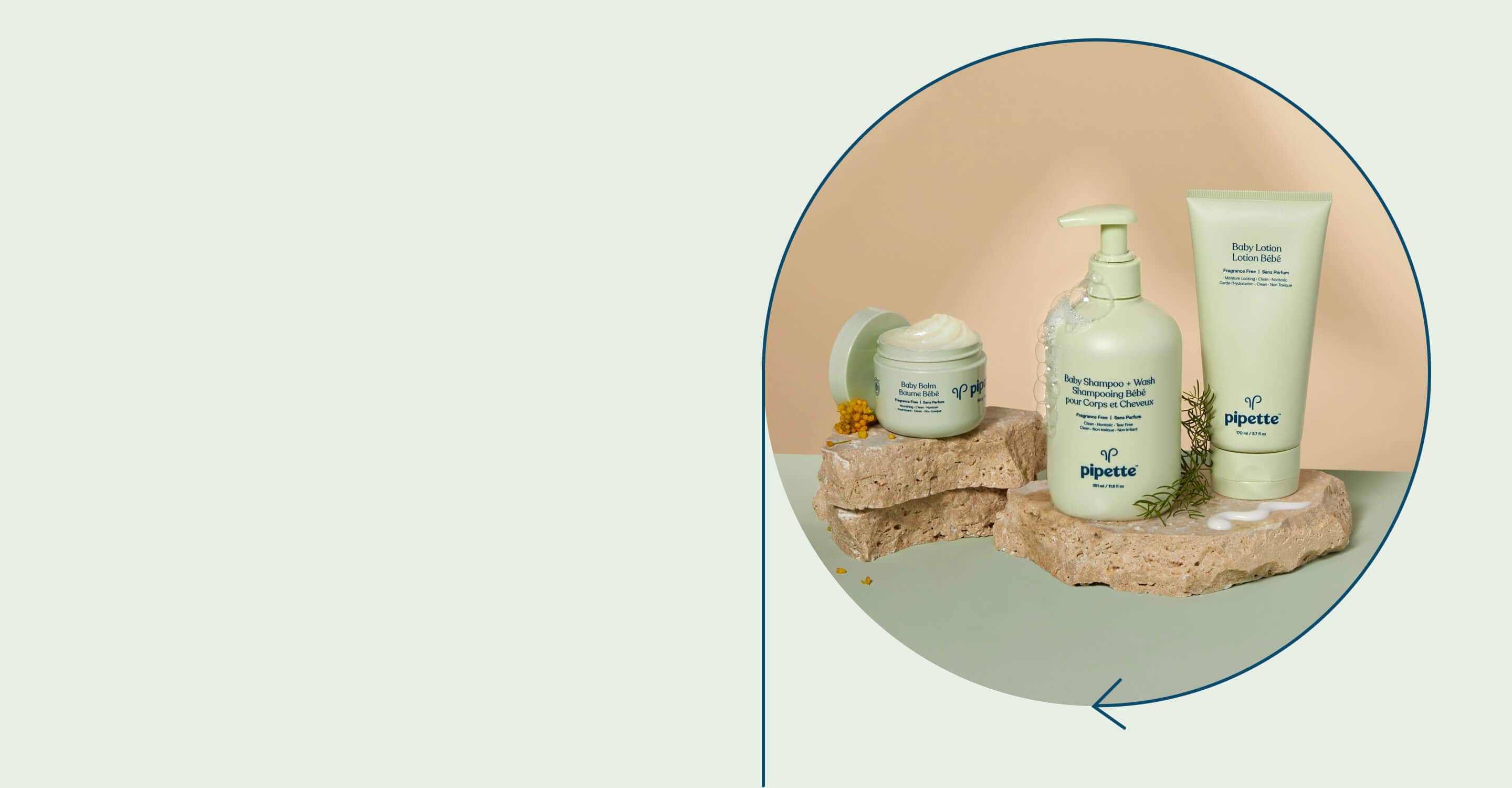 Bestsellers together: Baby Balm, Baby Wash in Fragrance Free, Baby Lotion in Fragrance Free